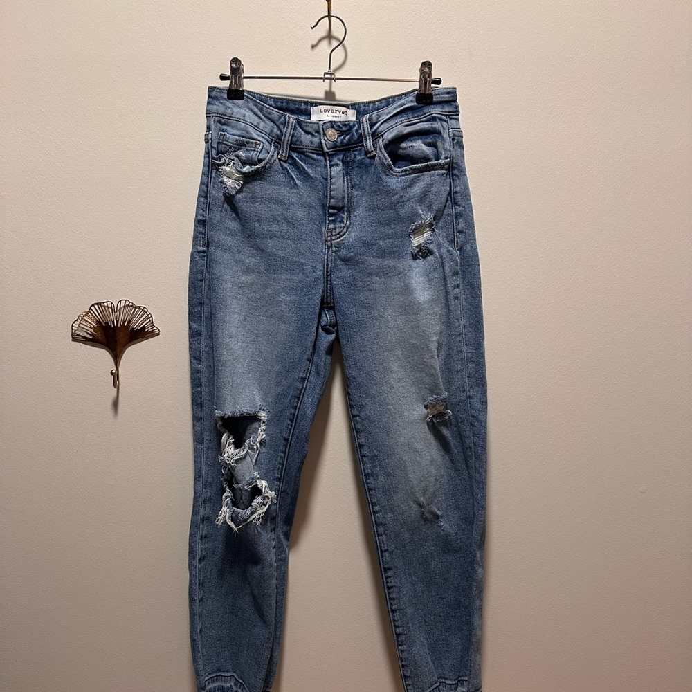 VERVET BY FLYING MONKEY Blue Boyfriend Jeans Distressed Style
